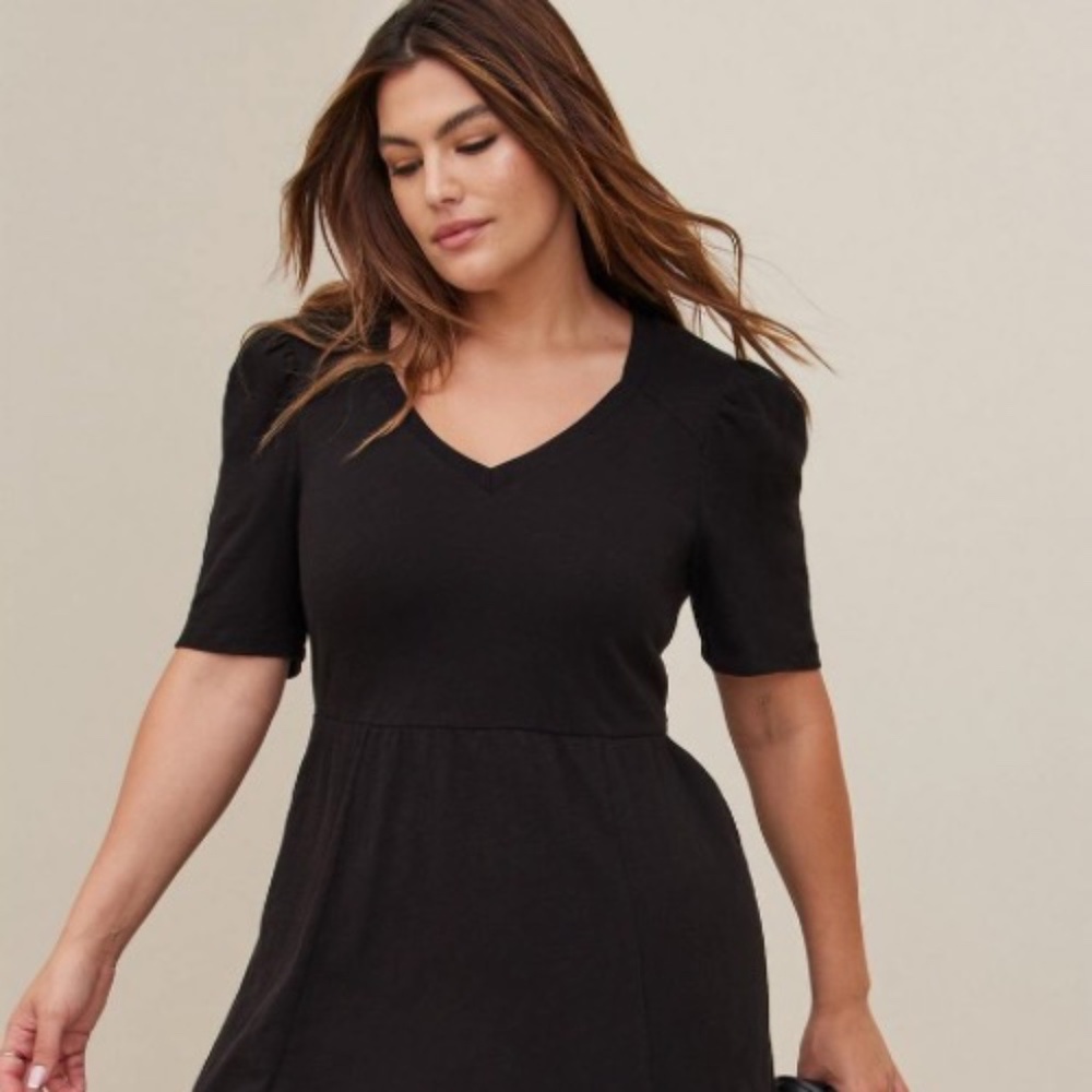 torrid Black V‑Neck Fit & Flare Dress